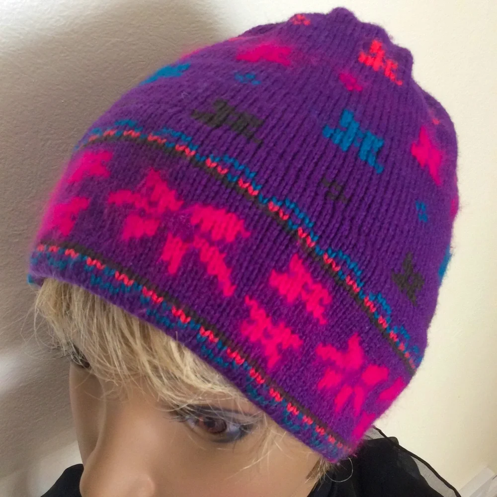 Merkley Vintage 100% Virgin Wool/Cotton Lined Tassel Rounded Crown Ski Hat OS
